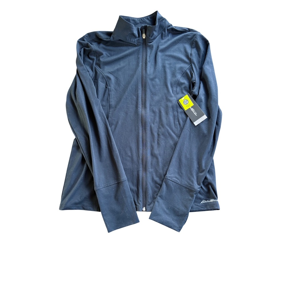 Eddie Bauer Women Black Cycle Jacket Full Zip Recycled Fabric Size M NWT